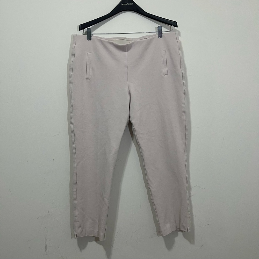 Chicos Juliet Ankle Pull On Pants Size 3 US 16 Classic Ponte Cream Beige Office